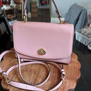 Coach Pink Crossbody Bag with Gold Accents
